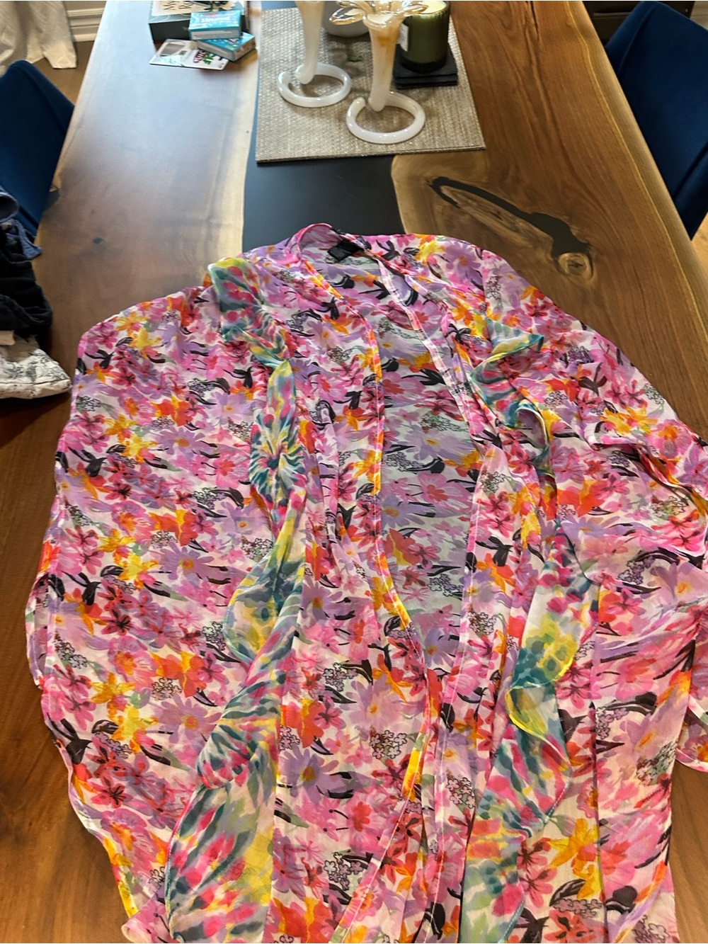 Steve Madden Pink Floral Sheer Kimono